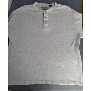 VTG 90s Naturalife Men's LG Thermal Waffle Knit Henley Gray Shirt Preppy Neutral